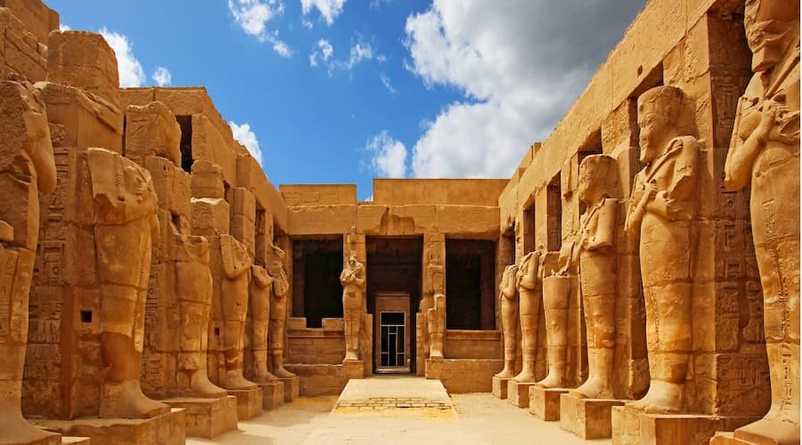 Great Hypostyle Hall with massive columns at Karnak Temple in Luxor, Egypt